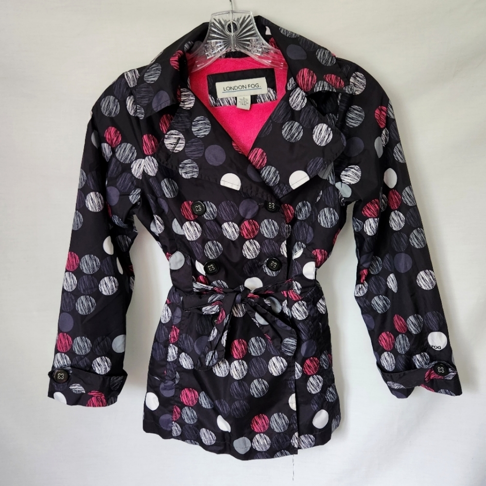 LONDON FOG Girls' Lightweight Hooded Trench Dress Jacket. Size 8